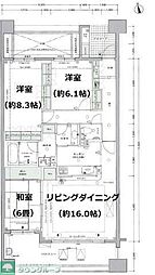 JR南武線 谷保駅 徒歩11分の賃貸マンション 6階3LDKの間取り