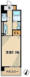 多摩都市モノレール 甲州街道駅 徒歩4分の賃貸マンション 2階1Kの間取り