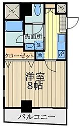 JR中央線 武蔵小金井駅 徒歩3分の賃貸マンション 6階1Kの間取り