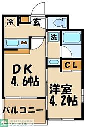 ガーラアヴェニュ―調布 6階1DKの間取り
