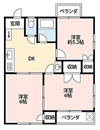 京王線 つつじヶ丘駅 徒歩19分の賃貸アパート 1階3DKの間取り