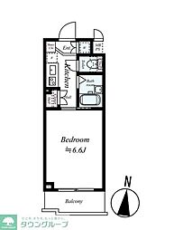 ルーブル芦花公園 2階1Kの間取り
