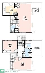 パークサイド 2LDKの間取図画像
