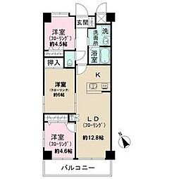 フラッツ芝間 3LDKの間取図画像