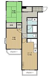 エクストール武蔵野台 2LDKの間取図画像