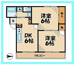 アネックス2 2DKの間取図画像