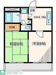四谷マンションA 2DKの間取図画像