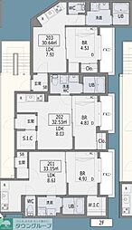 eclat谷保(エクラヤホ) 1LDKの間取図画像