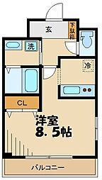 シルク南参道M's 1Kの間取図画像