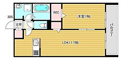 グリシーヌ 1LDKの間取図画像