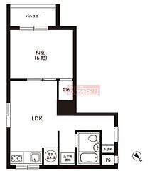 高円寺南サマリアマンション 6階1LDKの間取り
