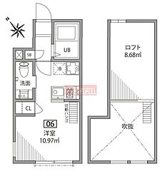 オギクボテラス 1階ワンルームの間取り