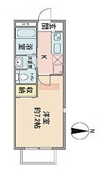 ステップ今川 2階1Kの間取り