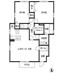 Green South 1階2LDKの間取り