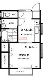 クレインハイム 1階1DKの間取り