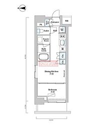 ウエリスアーバン中野坂上 4階1DKの間取り