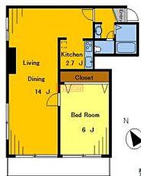 ロイヤルコンドミニアム堀田 3階1LDKの間取り