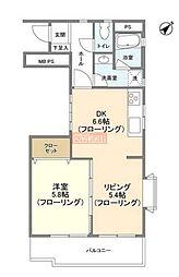 マリンコート 3階1LDKの間取り