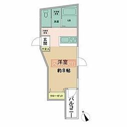 MODE-S ワンルームの間取図画像