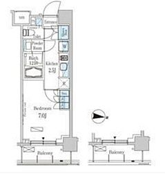 パークアクシス東高円寺 1Kの間取図画像