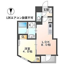 JR中央線 西八王子駅 徒歩18分の賃貸マンション 4階1LDKの間取り