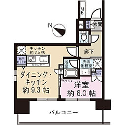 プラウド浦和 14階1LDKの間取り