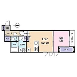 willows神明 2階1LDKの間取り