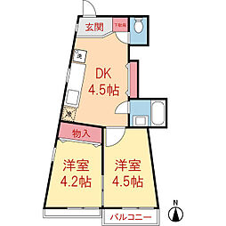 スタジアム塚越 2DKの間取図画像