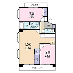 レインボー神明 2LDKの間取図画像