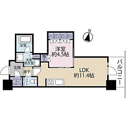 URAWA THE TOWER 1LDKの間取図画像