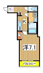 ＧＲＡＤＵＳ柏2 3階1Kの間取り