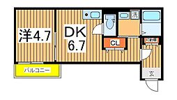 クロレ南流山6 1階1DKの間取り