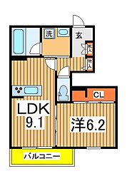 フローラ 1階1LDKの間取り