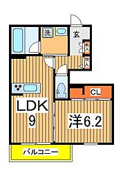 フローラ 1階1LDKの間取り