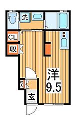グラード豊四季 1階ワンルームの間取り