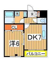 ラフィーヌ・昴 1階1DKの間取り