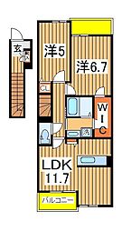ヴィラージュ・ヒロ　1st 2階2LDKの間取り