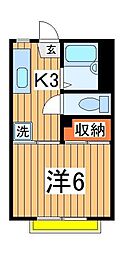 柏シティハイツ 1Kの間取図画像