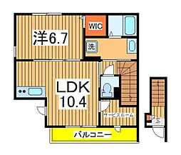 Amour Valle Fiume 1LDKの間取図画像