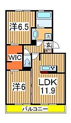 オ・ソレイユABIKO 2LDKの間取図画像