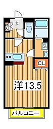 クレールセゾン ワンルームの間取図画像