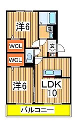 グレイス 2LDKの間取図画像