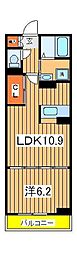 アビタシオン柏の葉 1LDKの間取図画像