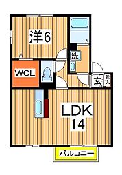グリーンピアB 1LDKの間取図画像