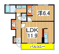 ジェルメA 1LDKの間取図画像