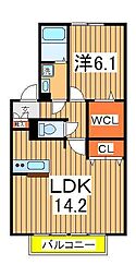 ボヌールおおたかの森2 1LDKの間取図画像