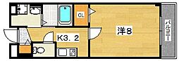 クレール　エイメイ 2階1Kの間取り