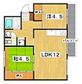 男山第2住宅102棟4階4.6万円