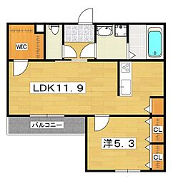 シエーナ楠葉ジェミオス 1階1LDKの間取り