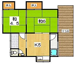 寺田住宅 2Kの間取り